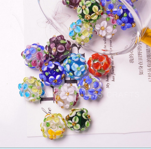 20pcs flower ball lampwork - 20pcs,